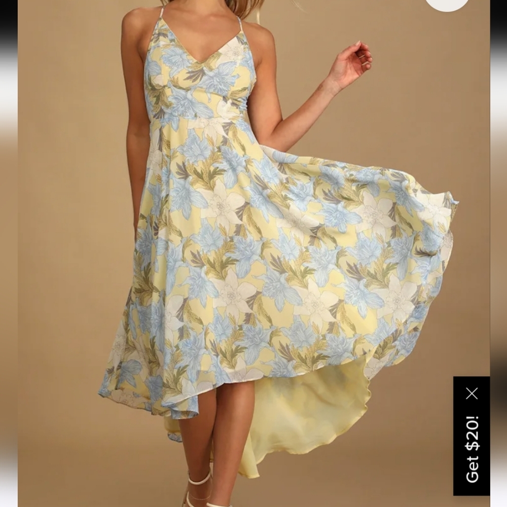 LAST CHANCE! lulus ♡ be with me floral lace up high low dress small